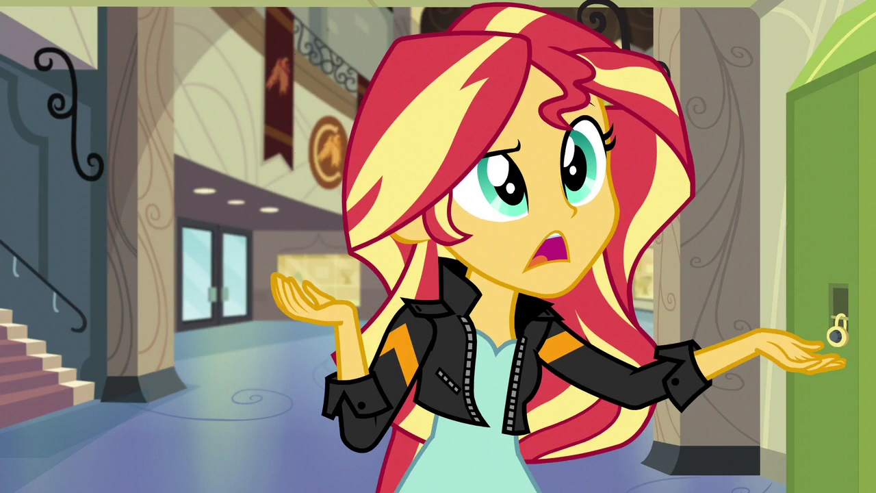 Image - Sunset Shimmer "randomly popping up" EG3.png | My Little Pony
